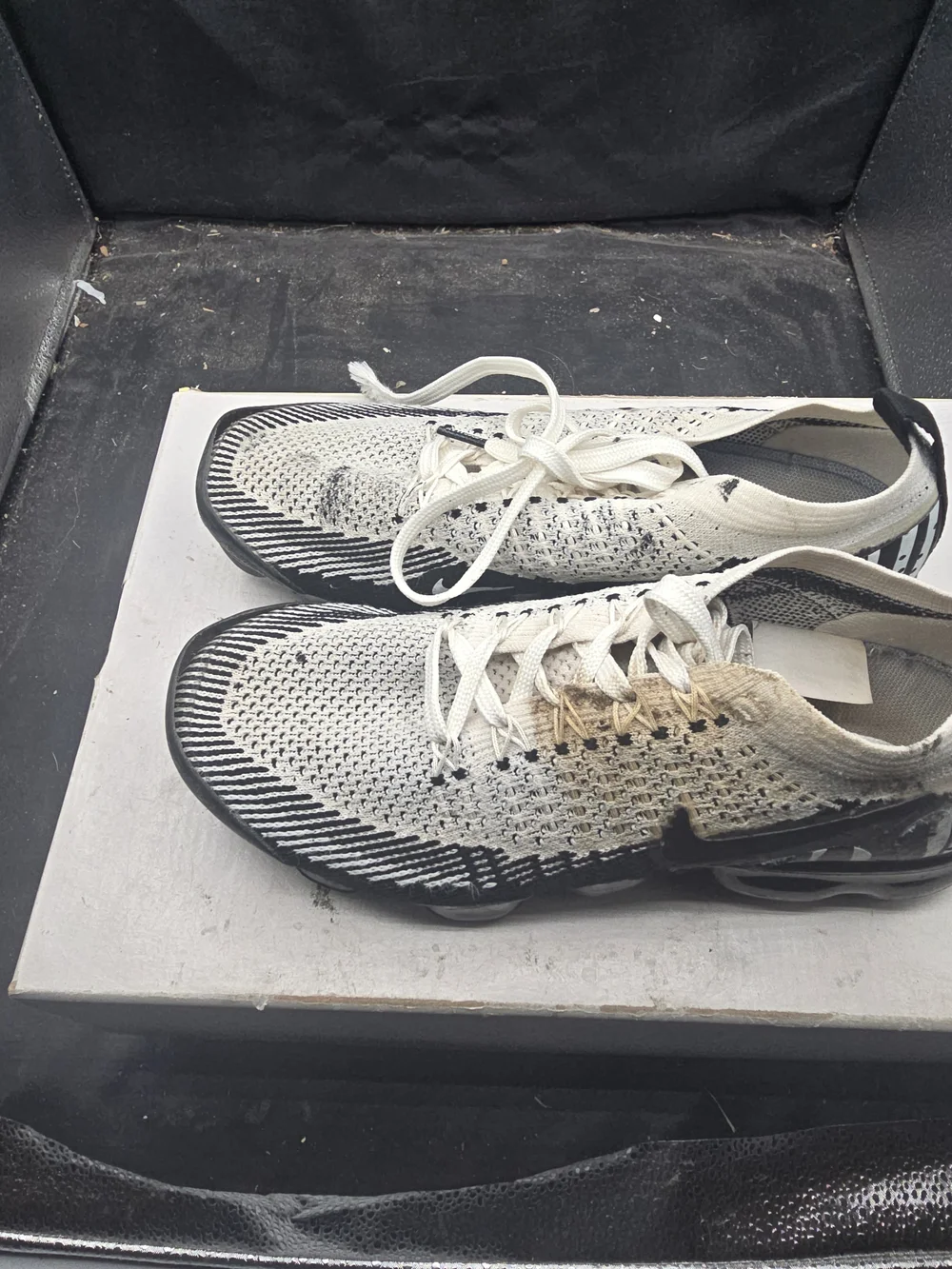 Men's‎ Lightweight Knit Lace-Up Sneakers in White and Black